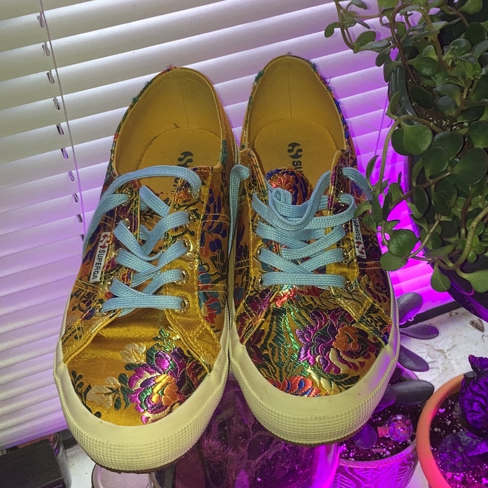 Superga Satin Embroidered Floral Jacquard Sneaker